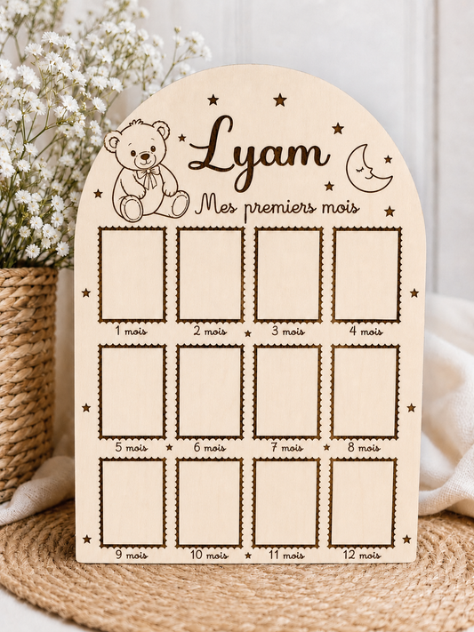 Plaque en Bois – Mes Premiers Mois Personnalisée