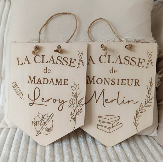 Pancarte de classe en bois