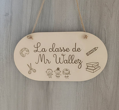 Pancarte de classe en bois