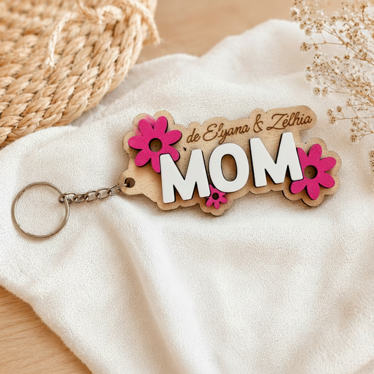 Porte clé " MOM " personnalisé
