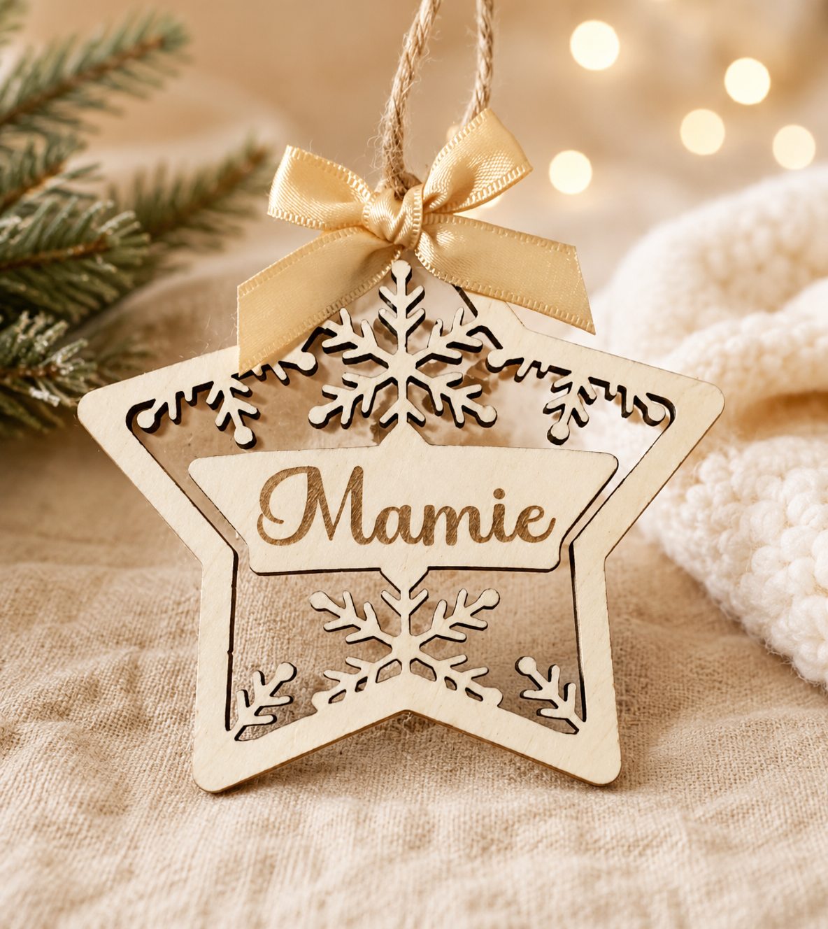 Boules de noël étoile en bois