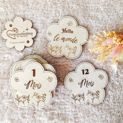 Cartes étapes bébé en bois – Mes Premiers Mois