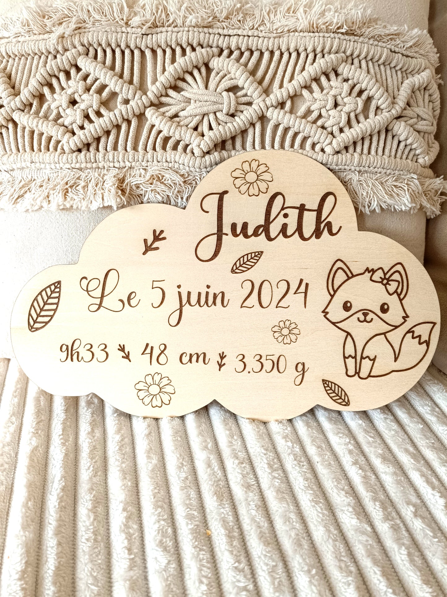 Pancarte Naissance en bois