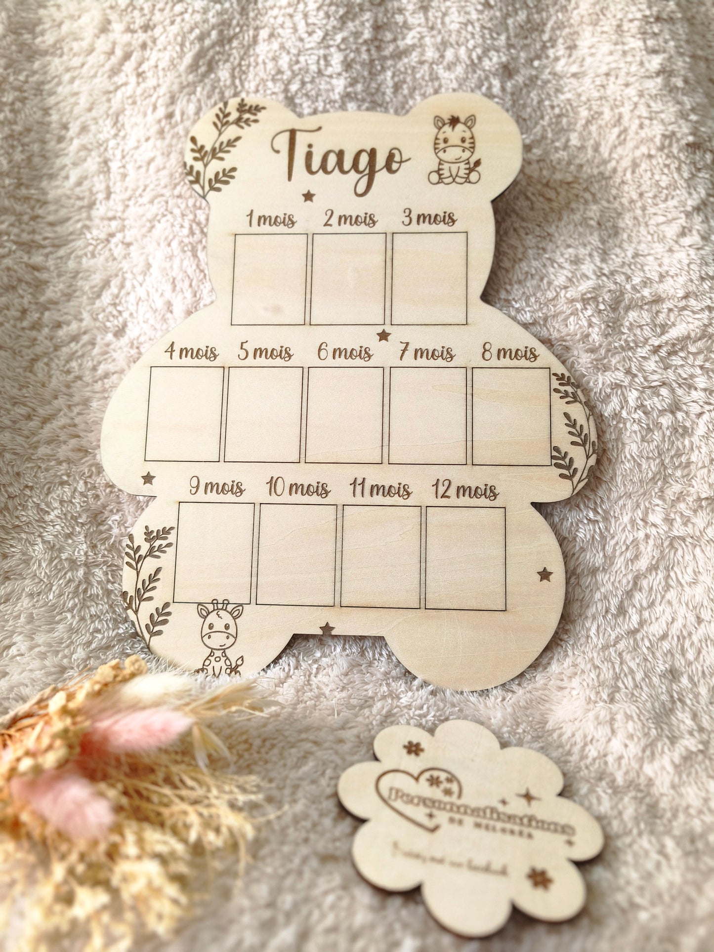 Plaque en Bois – Mes Premiers Mois Personnalisée