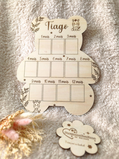 Plaque en Bois – Mes Premiers Mois Personnalisée